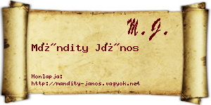 Mándity János névjegykártya